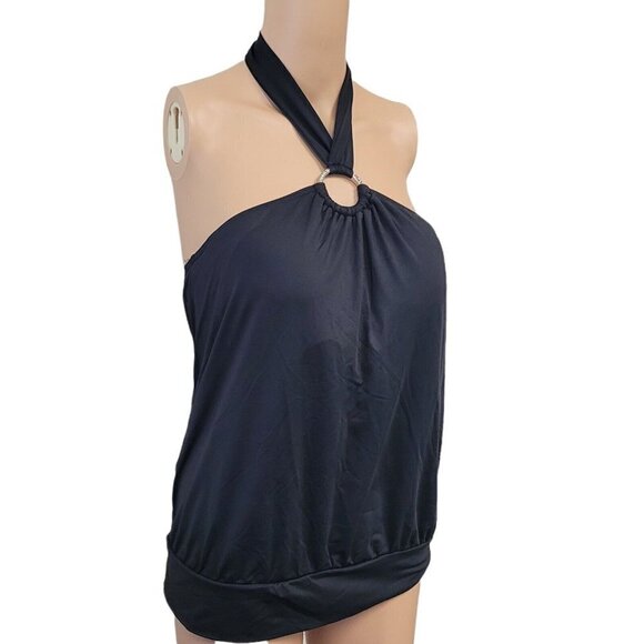 MICHAEL Kors Logo Ring Blouson Tankini Top - Iconic Solids. Size Small - Picture 3 of 10
